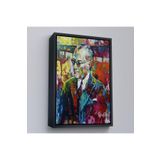 Harita Sepeti Siyah Çerçeveli Yağlı Boya Efektli Renkli Mustafa Kemal Atatürk Duvar Tablosu 55 X 75 Siyah Frm_6069