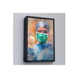 Harita Sepeti Soyut Hemşire Portresi, Tıbbi Soyut Kanvas Tablo 40 X 55 Siyah Frm_5246