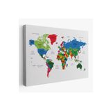 Harita Sepeti Türkçe Dünya Haritası Dekoratif Kanvas Tablo Ülke Ve Başkentli 1556 150 X 85 Karışık Hs-1556
