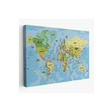 Harita Sepeti Türkçe Dünya Haritası Kanvas Tablo Son Derece Detaylı Ve Dekoratif-1991 150 X 255 Karışık Hs-1991