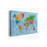 Harita Sepeti Türkçe Dünya Haritası Ülke Başkentli Ve Okyanuslu Dekoratif Kanvas Tablo 2200 150 X 85 Karışık Hs-2200