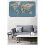 Harita Sepeti Türkçe Eğitici Ülke ve Başkent Okyanus Detaylı Atlası Dekoratif Dünya Haritası Duvar Sticker 3836 - Yoğun Mavi - 100 x 65 cm