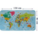 Harita Sepeti Türkçe Eğitici Ülke ve Başkent Okyanus Detaylı Atlası Dekoratif Dünya Haritası Duvar STICKER 3865XL - Renkli - 85 x 130 cm