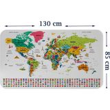 Harita Sepeti Türkçe Ülke Bayrak Lı Eğitici Başkent Detaylı Atlası Dünya Haritası Duvar Sticker 3841XL - 1 Adet - Renkli
