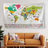 Harita Sepeti Türkçe Ülke Bayraklı Eğitici Başkent Detaylı Atlası Dünya Haritası Duvar Örtüsü-Halısı 3860 - 65 x 100 cm