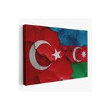 Harita Sepeti Türkiye Azerbaycan Bayrak Desenli Dekoratif Kanvas Tablo-6516 95 X 165 Karışık Hs-6516