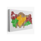 Harita Sepeti Türkiye Bölgeler Haritası Dekoratif Kanvas Tablo 1004(Tek Parça) 125 X 70 Karışık Hs-1004