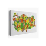 Harita Sepeti Türkiye Haritası Kanvas Tablo İl Ve İlçeli Ayrıntılı Eğitici Dekoratif Tablo 3027 125 X 70 Karışık Hs-3027