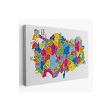 Harita Sepeti Türkiye Haritası Kanvas Tablo İl Ve İlçeli Ayrıntılı Eğitici Dekoratif Tablo 3033 150 X 85 Karışık Hs-3033