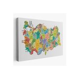 Harita Sepeti Türkiye Haritası Kanvas Tablo İl Ve İlçeli Ayrıntılı Eğitici Dekoratif Tablo 3034 150 X 85 Karışık Hs-3034