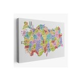 Harita Sepeti Türkiye Haritası Kanvas Tablo İl Ve İlçeli Ayrıntılı Eğitici Dekoratif Tablo 3039 125 X 210 Karışık Hs-3039