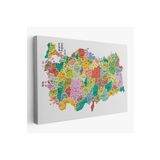 Harita Sepeti Türkiye Haritası Kanvas Tablo İl Ve İlçeli Ayrıntılı Eğitici Dekoratif Tablo 3040 95 X 55 Karışık Hs-3040