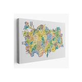 Harita Sepeti Türkiye Haritası Kanvas Tablo İl Ve İlçeli Ayrıntılı Eğitici Dekoratif Tablo 3046 150 X 85 Karışık Hs-3046