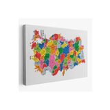 Harita Sepeti Türkiye Haritası Kanvas Tablo İl Ve İlçeli Ayrıntılı Eğitici Dekoratif Tablo 3051 125 X 210 Karışık Hs-3051