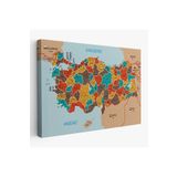 Harita Sepeti Türkiye Haritası Kanvas Tablo İl Ve İlçeli Ayrıntılı Eğitici Komşulu Tablo 3010 150 X 85 Karışık Hs-3010