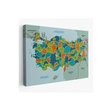 Harita Sepeti Türkiye Haritası Kanvas Tablo İl Ve İlçeli Ayrıntılı Eğitici Komşulu Tablo 3015 150 X 85 Karışık Hs-3015
