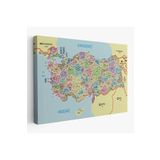 Harita Sepeti Türkiye Haritası Kanvas Tablo İl Ve İlçeli Ayrıntılı Eğitici Komşulu Tablo 3016 95 X 55 Karışık Hs-3016