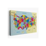 Harita Sepeti Türkiye Haritası Kanvas Tablo Sınır Komşulu Eğitici Dekoratif Tablo 3089 150 X 255 Karışık Hs-3089
