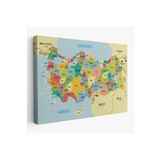 Harita Sepeti Türkiye Haritası Kanvas Tablo Sınır Komşulu Eğitici Dekoratif Tablo 3090 95 X 55 Karışık Hs-3090