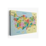 Harita Sepeti Türkiye Haritası Kanvas Tablo Sınır Komşulu Eğitici Dekoratif Tablo 3096 125 X 70 Karışık Hs-3096