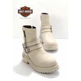 Harley Davidson Beige Leather Kadın Bot & Bootie HD0777055603 - Bej