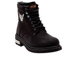 Harley Davidson Gibson - 025G0109 Düz Topuk Kauçuk Taban Nubuk Siyah Kadın Bot 40