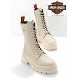 Harley Davidson Harley-Davidson Brigett Kadın Bej Bot Dış Materyal Hakiki Deri Dolgu Topuklu Model 021Z100661-B10-G4
