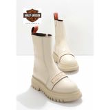 Harley Davidson Kadın Bot & Bootie Deri Bej Renk HD0777054903 Şık Tasarım