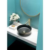 Harmeh Siyah Gold Detaylı Tezgah Üstü Çanak Lavabo 40X40X13CM - Siyah - Altın