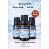 Harmoni Antistres Esansiyel Uçucu Koku 3x10ML Difüzör Esansı Buhurdanlık Yağı ve Oda Kokusu - ANTİ-STRESS