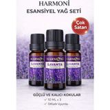 Harmoni Lavanta Esansiyel Uçucu Koku 3X10 ml Difüzör Esansı Buhurdanlık Yağı ve Oda Kokusu