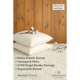 Harmoni Textile%100 Doğal Bambu Pamuk Dolgulu Yastık, Beyaz, 50x70 cm, OEKO-TEX Sertifikalı, Ergonomik Destek, 2'li Paket
