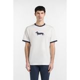 Harmont&blaıne Harmont Blaine T Shirt Stampa Bassotto 3D Men's Crew Neck T-Shirt White - 2XL - Beyaz