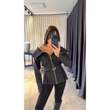 HARMONY GLOBAL Kadın Denim Kemerli Fermuarlı Tasarım Kot Gömlek 7729