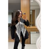 HARMONY GLOBAL Kadın Siyah Dantel Detaylı Blazer Ceket – Kruvaze Form, Astarlı, Şık ve Modern Tasarım Ceket 7869