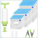 HARMONY PALACE 12'li Paket Sous Vide Çanta Yeniden Kullanılabilir Vakumlu Gıda Saklama Torbaları Mutfak, Dondurucu ve Sous Vide Pişirme için Fermuarlı Torbalar, El Pompası Dahil, 4S+4M+4L Boyutları