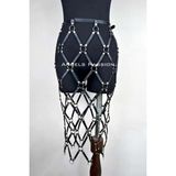 Harness Etek, Deri Örgü Harness Etek, Şık Tayt Üzeri Etek - BRF410 - Siyah
