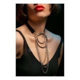 Harness Kolye, Şık Lastik Choker Harness, Halka Detaylı Tasma (Siyah)