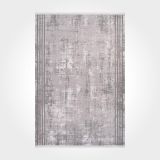 Harper Gri Çizgili Modern Geometrik Etnik Desenli Boho Makinada Yıkanabilir Hafif Hav Toz Vermez Leke Tutmaz Kaymaz Taban Dijital Makine Baskı Halı Oturma Odası Salon Yolluk Koridor Mutfak Halısı