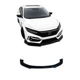 Harphour Honda Civic Fc5-Fk7(2016-2020) Typer Tampon Uyumlu Katlı Ön Lip 3 Parça Pianoblack İthal Abs Plastik