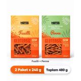 Harras Kırmızı Mercimek Glutensiz Makarna Seti Fusilli + Penne 2 x 240 G – Toplam 480 G