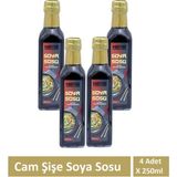 Harras Soya Sosu Cam Şişe 250ML x 4 Adet - 1 lt