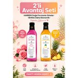 Harrem Doğal Fermantasyon Gül Sirkesi 500 ml + Ananas Sirkesi 500 ml Katkısız Cam Şişe 2'li Avantaj Seti