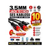 harry 10 Metre Stereo 3.5mm To 2 Rca Kablo Aux 5+1 Ses Sistemi - 10m