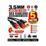Harry 5 Metre 1.Kalite Stereo 3.5Mm To 2 Rca Kablo Aux 5 1 Ses Sistemi - 5M Alltın Uç
