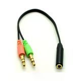 Harry Kulaklık Mikrofon 3.5Mm Çevirici Ayırıcı Gold Switch Splitter 2 Erkek 1 Dişi