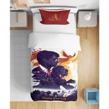 Harry Potter 3D Dijital Baskılı Tek Kişilik Çarşafsız Genç Çocuk Nevresim Takımı - Turuncu - Beyaz - 160 x 220 cm