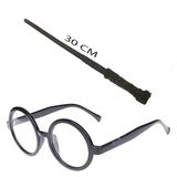 Harry Potter Asası 30 Cm Siyah Çerçeveli Harry Potter Gözlüğü Seti (5047)