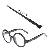 Harry Potter Asası 30 Cm Siyah Çerçeveli Harry Potter Gözlüğü Seti