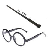Harry Potter Asası 30 Cm Ve Siyah Çerçeveli Harry Potter Gözlüğü Seti (5570)